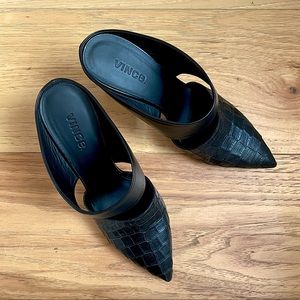 Vince Black Leather Crocodile Mule size 9